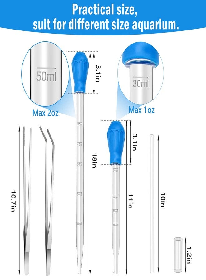 Liveek 5 in 1 Aquarium Coral Feeder Kit, Luxiv 2 Pcs 60ml and 30ml Aquatic Reef Feeding Dropper with 10in Extender Pipe, 2 Pcs Stainless Steel Straight and Curved Aquarium Tweezers for Feeding Tong (Silver) - Image 2